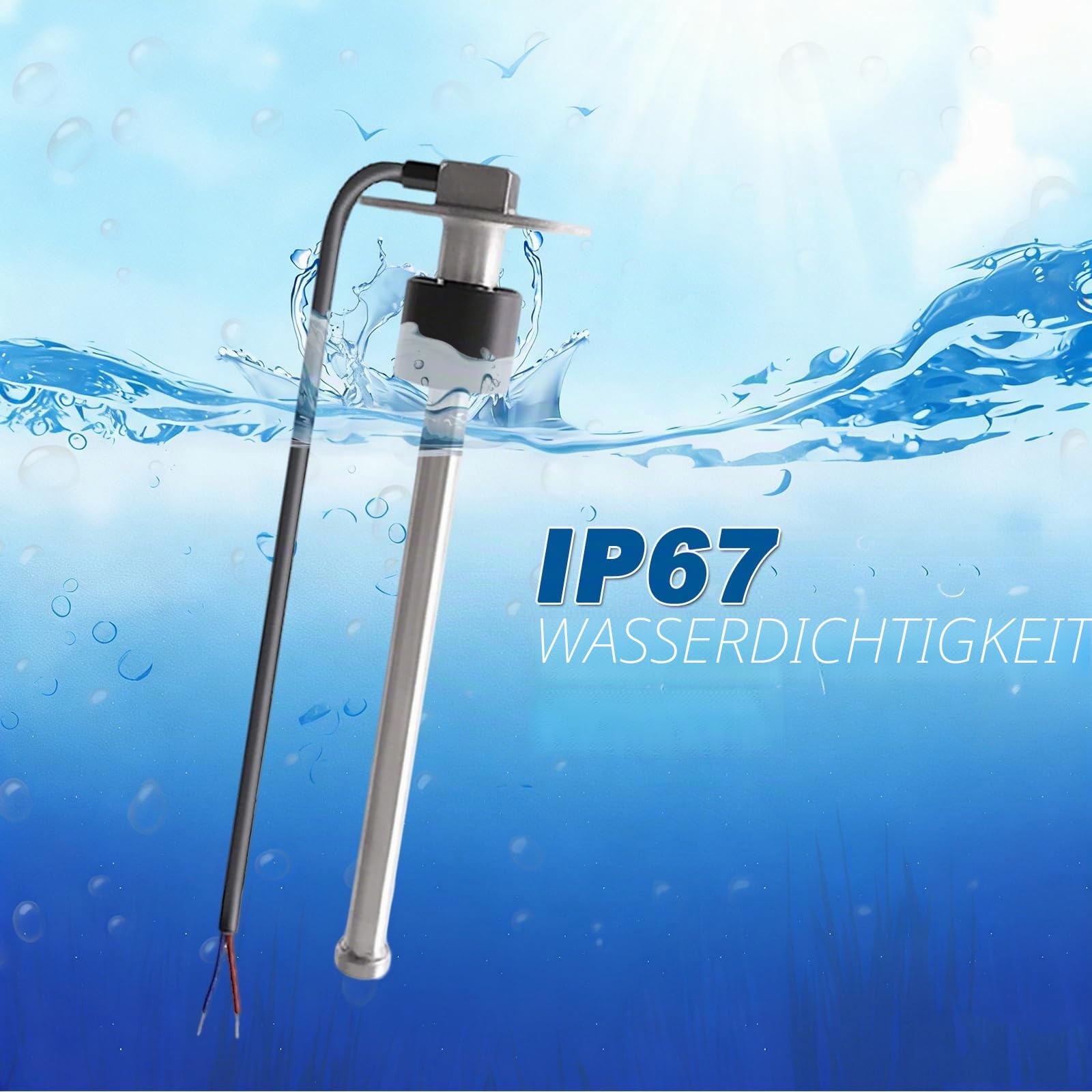 Geloo Füllstandssensor, Edelstahl-Kraftstoffsendeeinheit Wasserstandsanzeige-Sensor Autokraftstoffwasserstandsensor für Kraftstoffwasseranzeige 0~190 Ohm (100MM)