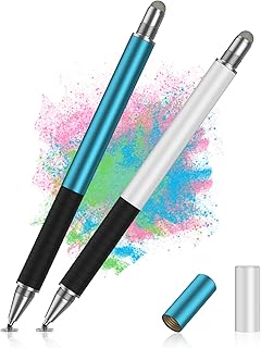 Stylus Pens for Touch Screens, High Precision Disc & Fiber Tip Universal Stylus, Compatible with iPhone/iPad/Android/Tablets and All Capacitive Touch Screens(2 Pcs)