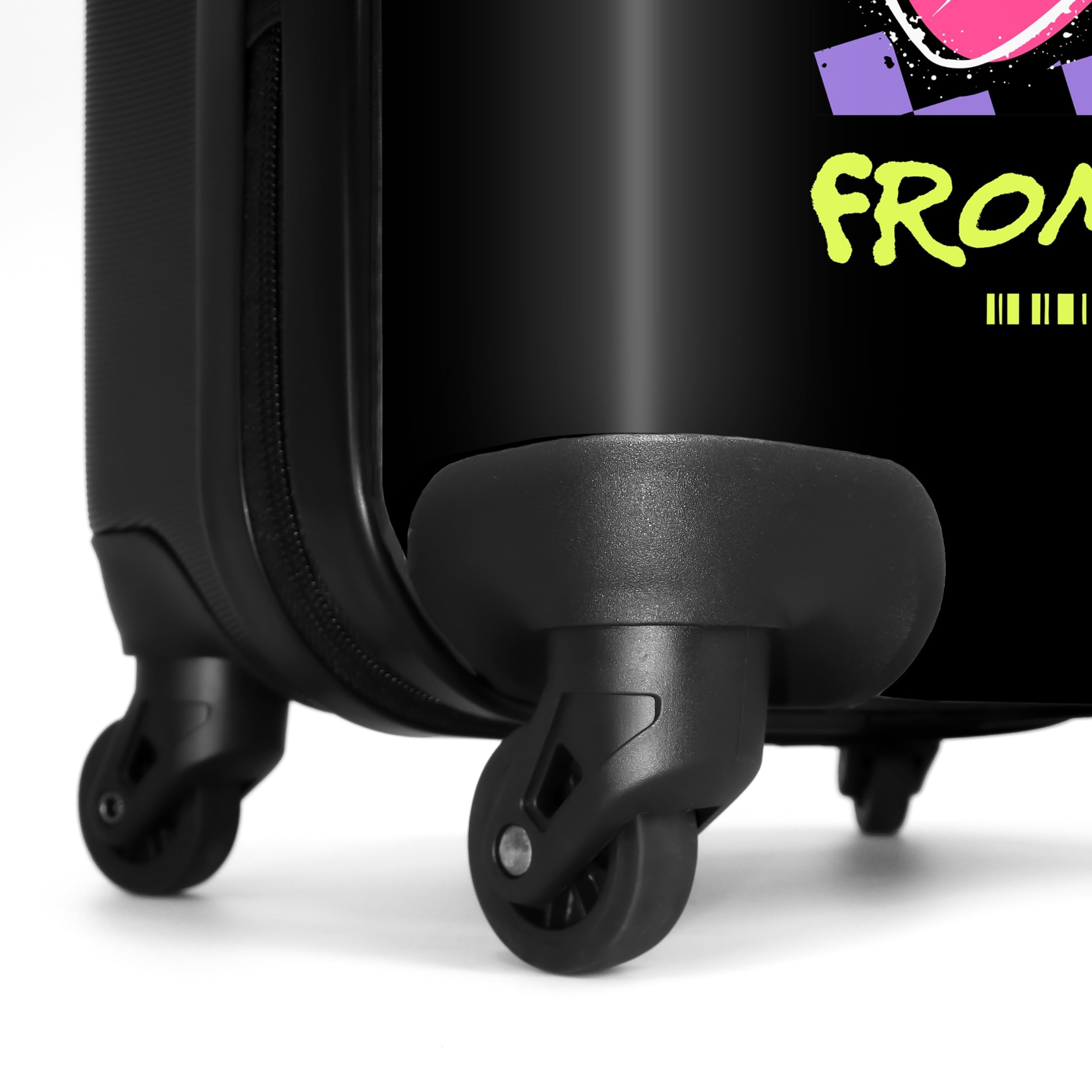 NoBoringSuitcases.com Valigia, Valigia Grande, Trolley Medio, Serratura TSA, Valigia Media, Valigia 20 kg, Valigia Grande 23 kg (67cm - 72L), (Never Regret e Orsetto di peluche rosa - Nero)