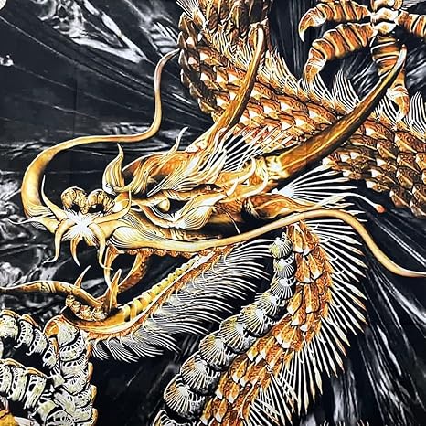 Amazon Co Jp 風水 タペストリー 黄金龍 ドラゴン 150 100竜 絵 ポスター 玄関 絵 龍の飾り 壁 風水グッズ 金竜 金龍 ドラゴン 壁掛け 開運祈願 金運祈願 風水龍 アイテム 龍神 開運 金運 財産運 出世運 恋愛運 幸福 成功 プレゼント ホーム キッチン