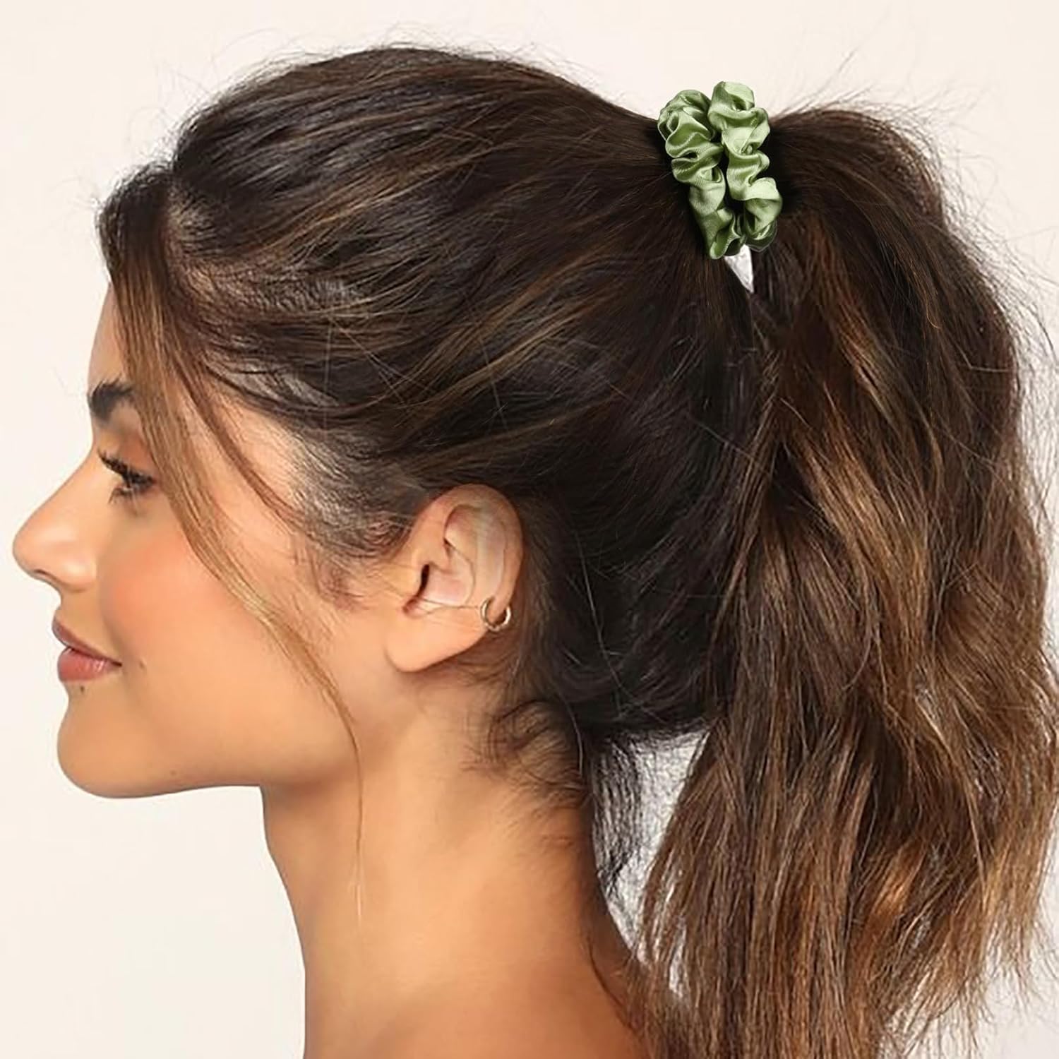 8 Pack Satin Scrunchies - Soft Hair Ties & Accessories for Women's Bachelorette Party, Bridesmaid Proposal Gift (Ivory & Sage Green) - Image 5