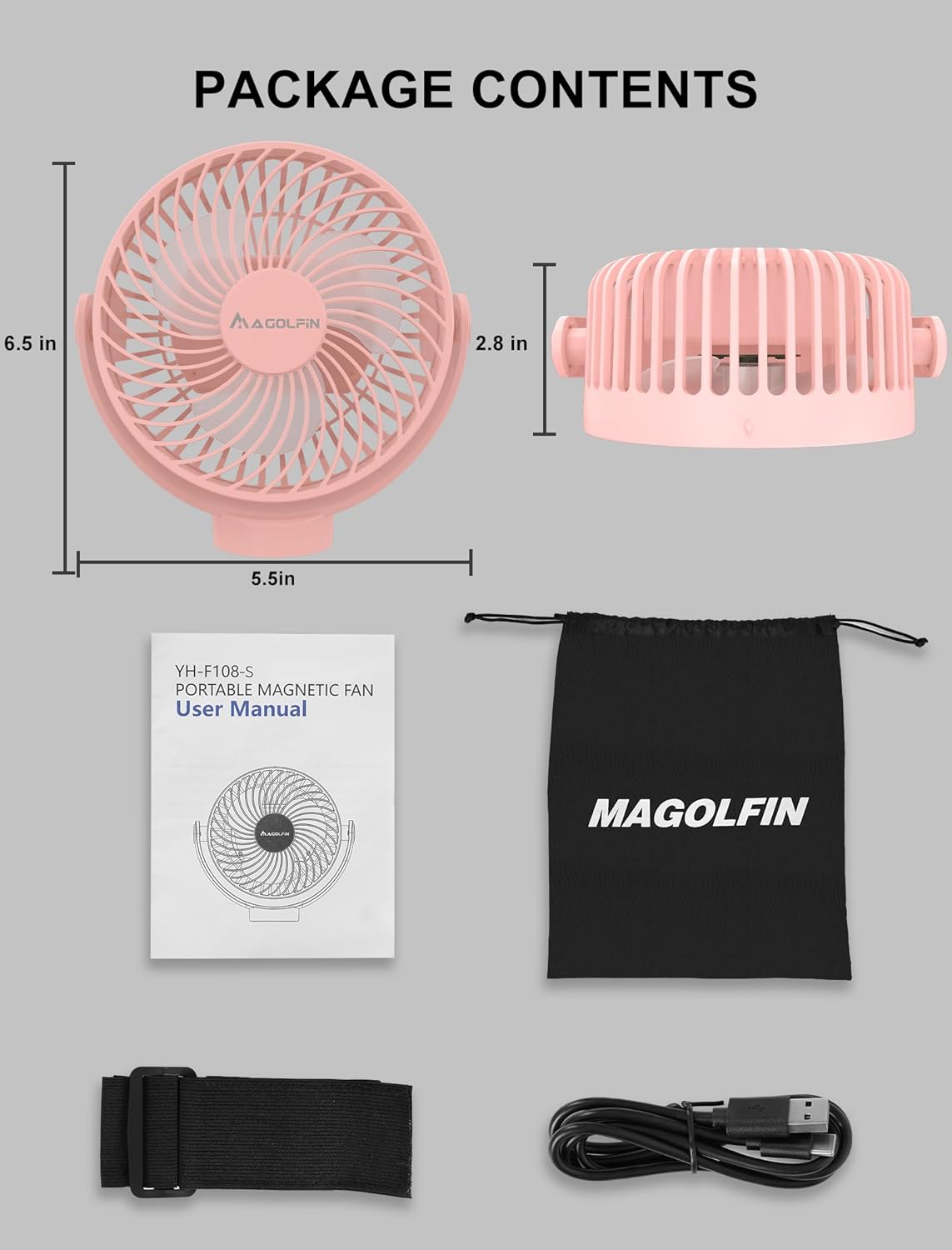 2-Pack Magnetic Cruise Ship Approved Fan, 12000mAh Battery Operated Travel Fan with 5 Speeds, LED Lantern, Timer, Magnetically Sticks on Cabin Ceilings and Walls, Cruise Essentials 2026