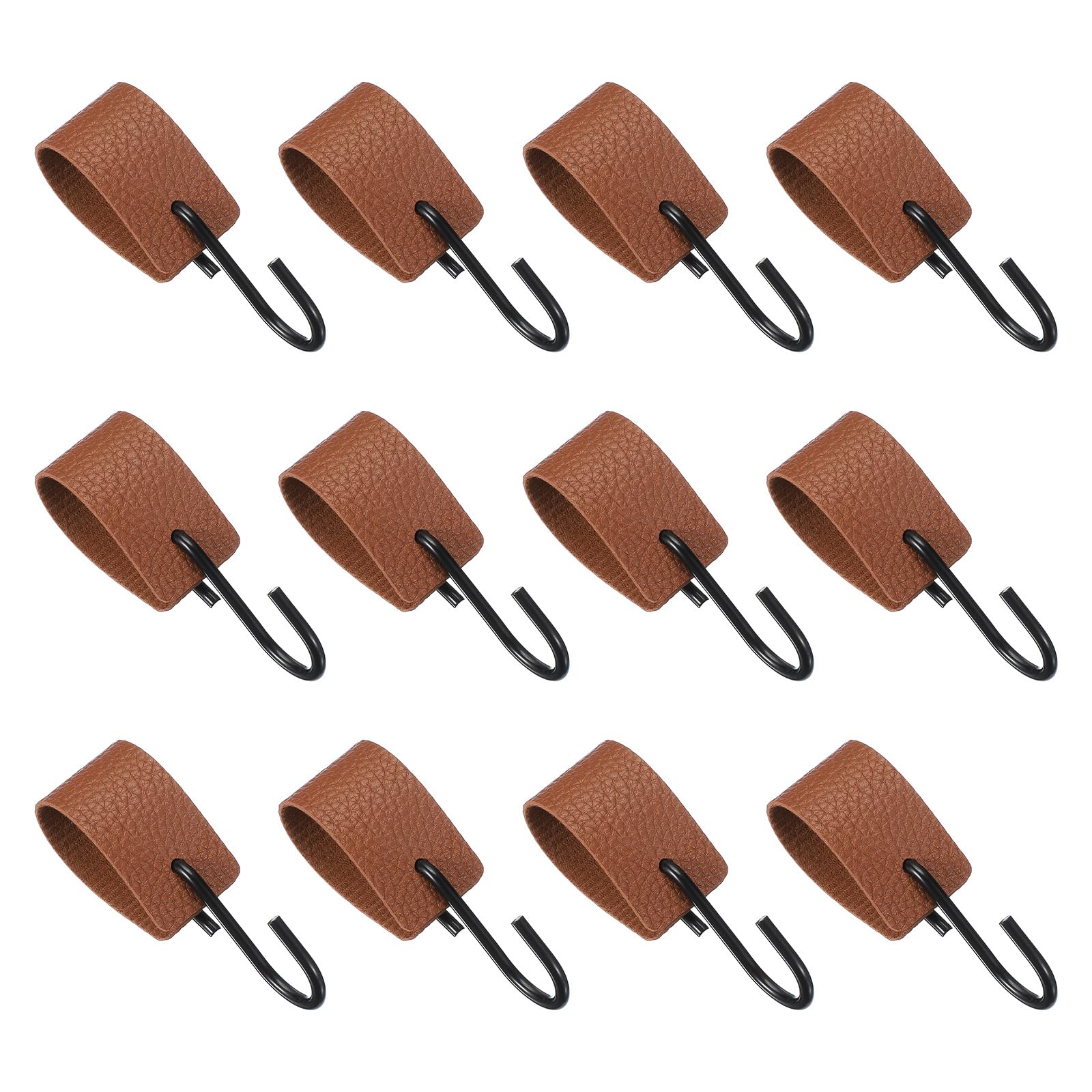 Crochet en S en cuir synthétique marron x12 pour suspendre vos ustensiles