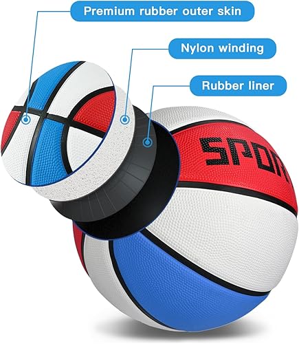 Miniatura 7 de KUYOTQ Baloncesto para niños pequeños, jóvenes y adultos (3  7) - Baloncesto grueso de goma o cuero, pequeño, suave al tacto y al aire libre,