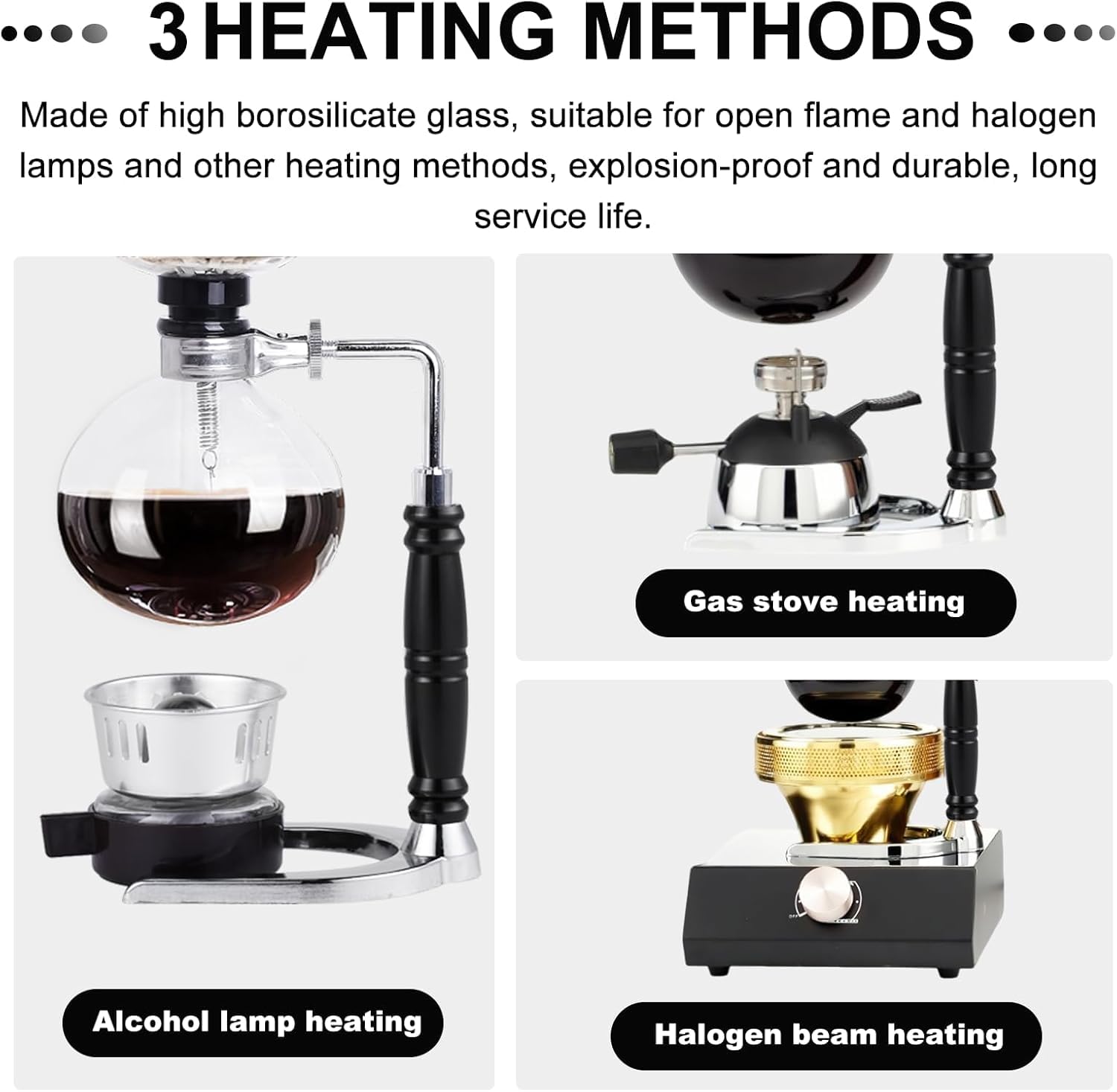 YUCHENGTECH Syphon Kaffeemaschine Kaffee Siphon, Glas, 5 Tassen, 600ml