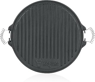BBQ-Toro Plancha de Hierro Fundido con Asas | Ø 43 cm | Plancha Reversible Esmaltada | Accesorios para Barbacoa de Gas