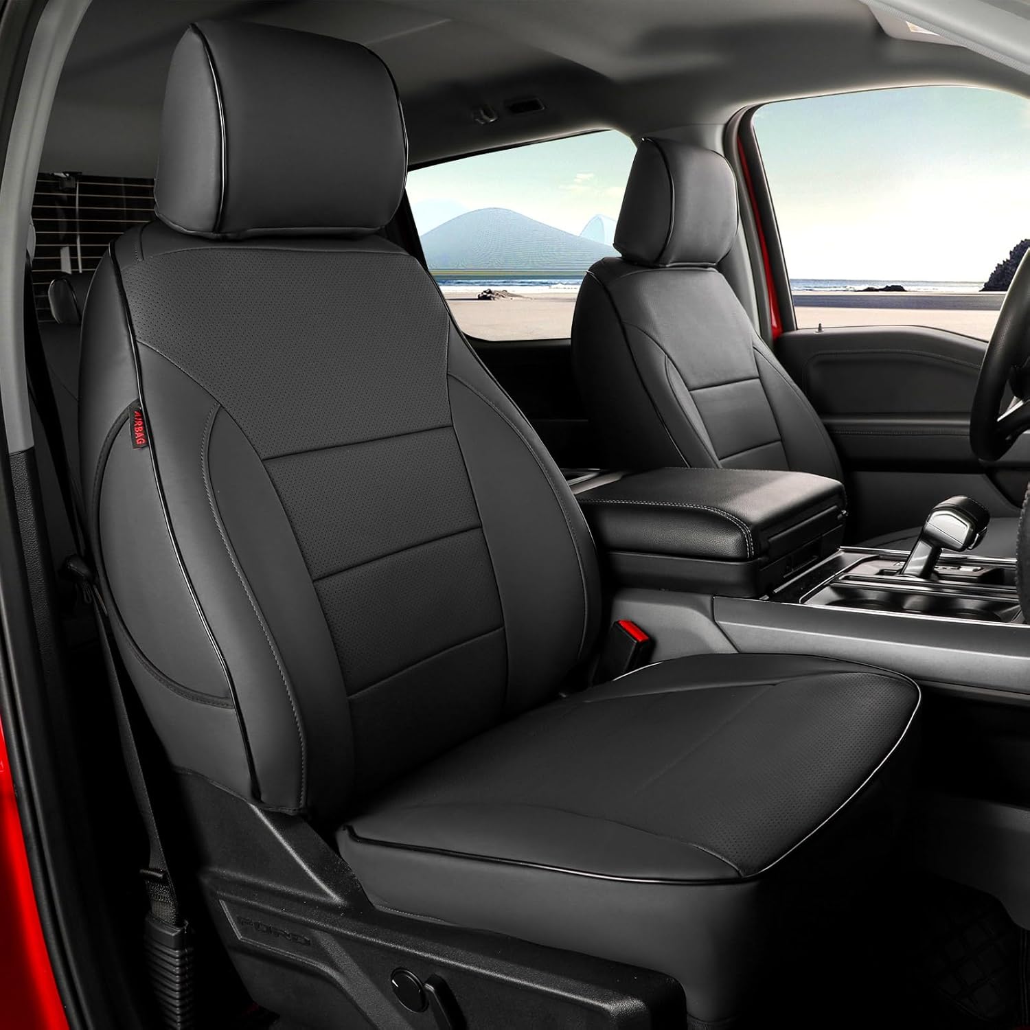 EKR Seat Covers for Bronco Sport Car Seat Cover Full Set,Custom Waterproof Leather Seat Protectors for Cars Ford Bronco Sport 2021-2025 Big Bend,Outer Banks,Badlands & 2023-2025Heritage(Black)