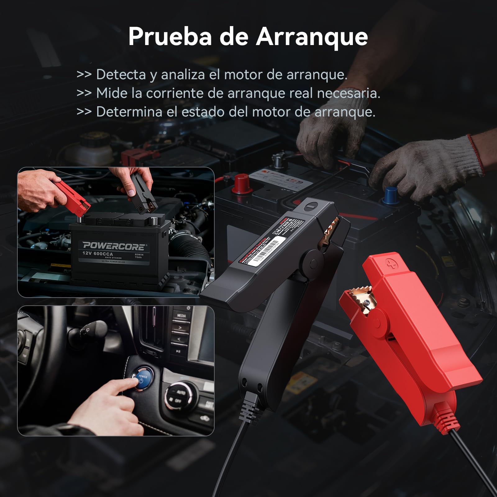 iCarsoft BT900 Probador de Batería Coche, Comprobador de Batería 12 V/24 V 100-2000 CCA, AGM, GEL, EFB, Bluetooth Conexión, Prueba de Arranque/Carga para Coche, Moto, ATV, SUV, Barco, Yate