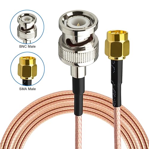 Miniatura 2 de BNC macho a SMA macho Conectores 3.28 pies (3.3 ft) RG316 Cable coaxial de baja pérdida 50ohm BNC a SMA Macho Adaptador para