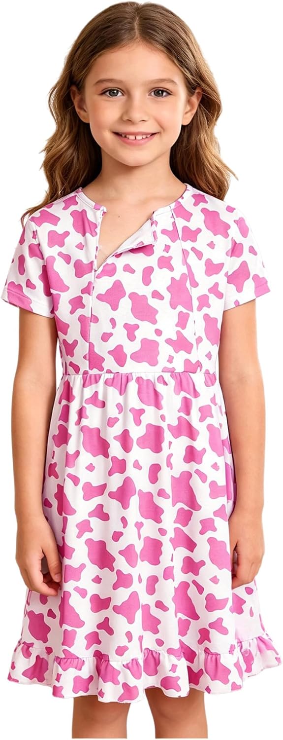 Freebily Girls Adaptive Dress Adaptive Clothing Convenience Gown | for Daily Wear,Special Needs Clothing,Convenient,Ruffle Hem Dress,Softness,Care,Outing,Durable,Clean,Helpful,Change