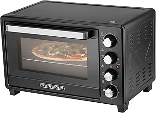 Steinborg Mini four de 35 l avec chaleur tournante et tournebroche - Plaque ramasse-miettes - Chaleur supérieure et inférieure - 1600 W - Avec minuteur - Petit four autonome - Réglage en continu de la