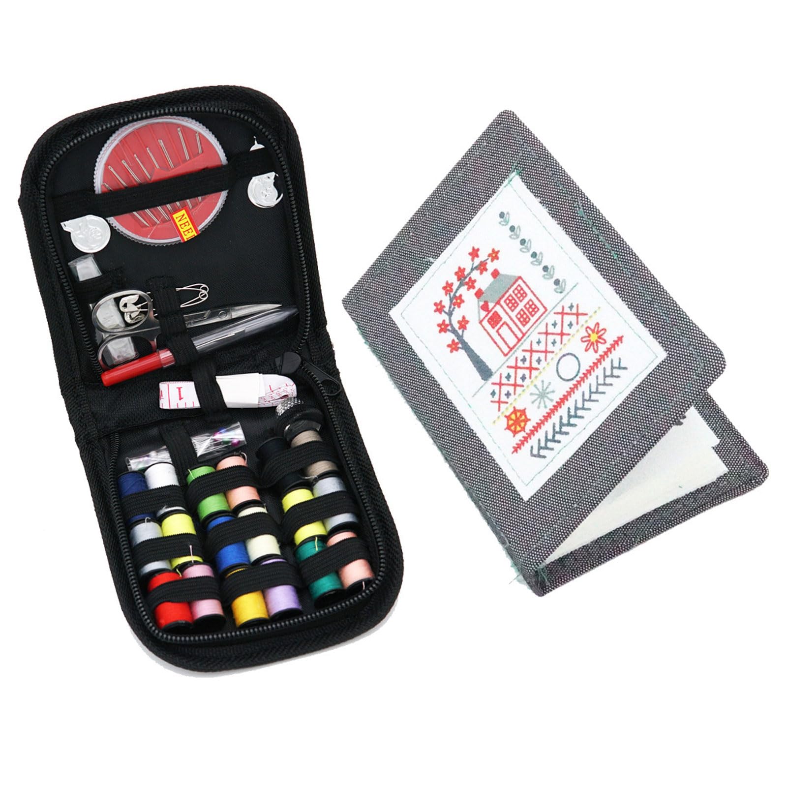 Amazon | 刺繍ステッチブック、針糸道具とガイドが完備された