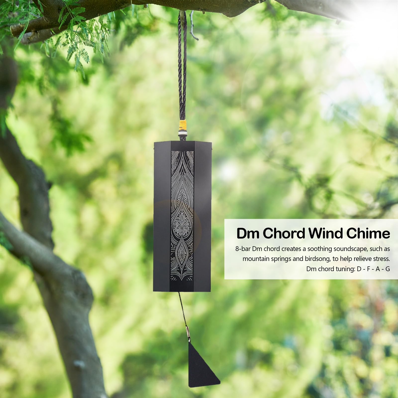 Campanelli a vento da giardino, campanelli a vento per esterni con 5 pendoli a vento corda da appendere 8 note per meditazione per giardino, terrazza, balcone, veranda interni ed esterni