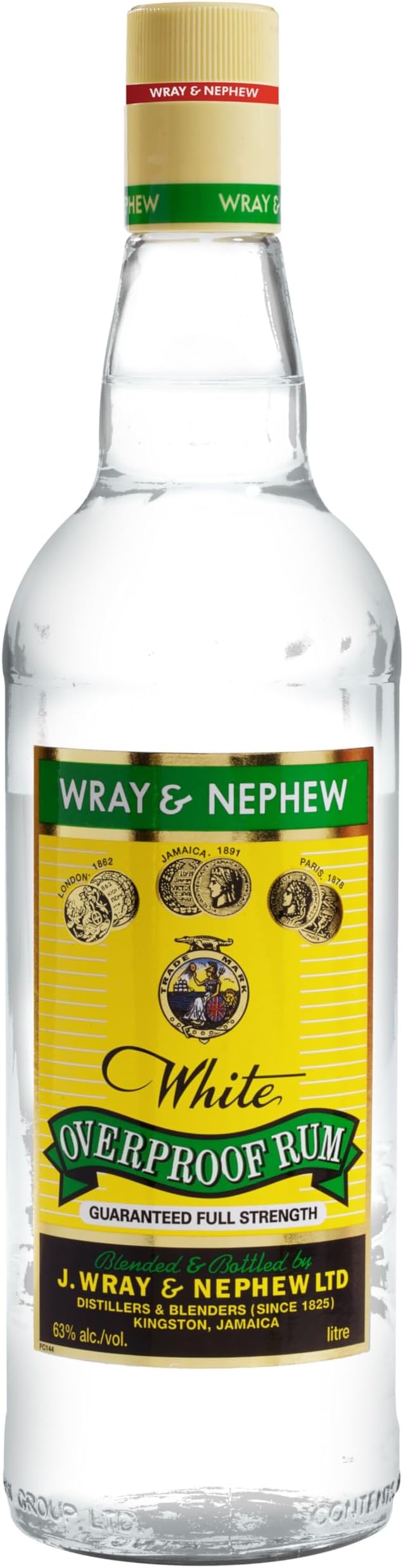 Rum 100 cl, 63% ABV - White Overproof Jamaica Rum