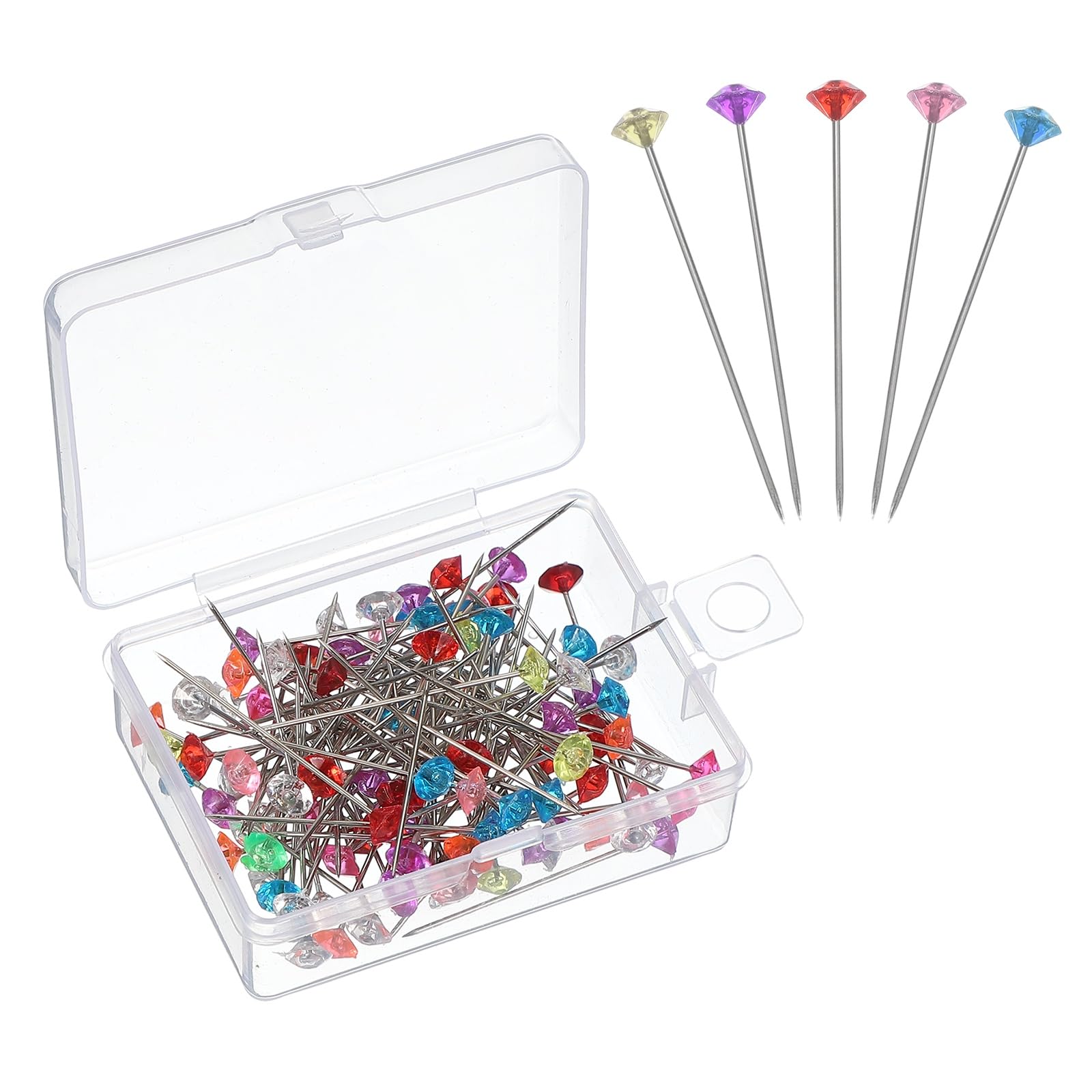 uxcell 200 Stück Blumenstraußnadeln, 3,8 cm, Anstecknadeln mit geradem Kopf, für Hochzeitsstrauß, Nähen, Dekoration, Basteln, bunt
