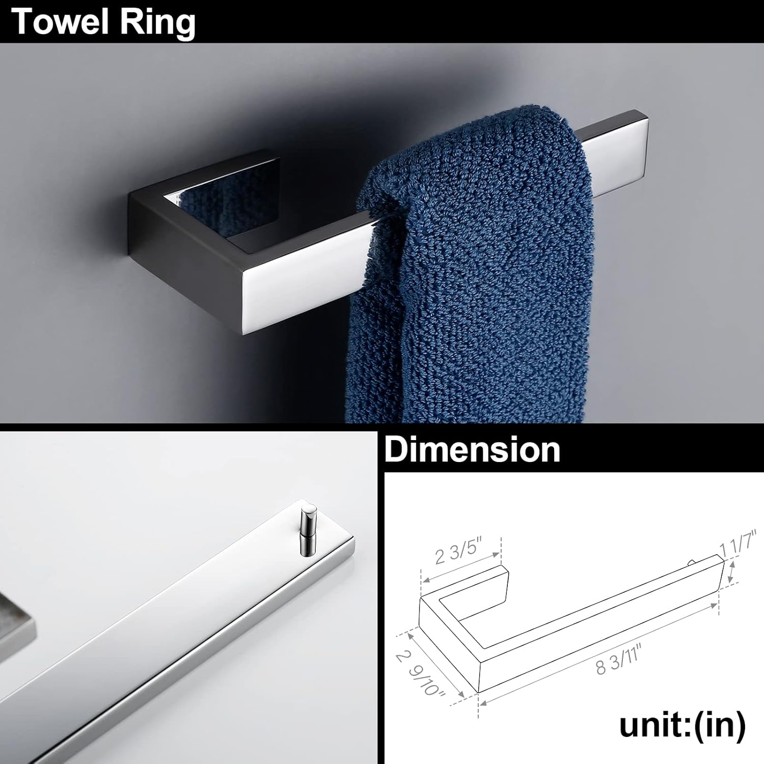 BAGNOLUX Bathroom Hardware Set, Bath Towel Holder Set SUS304 Stainless Steel, Towel Rack for Wall Mounted, Chrome Bathroom Accessories Set Fixture Heavy Duty, Polished Chrome
