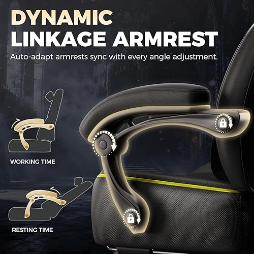 Miniatura 6 de GTPLAYER Silla de juegos grande y alta para adultos, silla de oficina ergonómica con reposapiés, capacidad resistente de 350 libras, respaldo alto,
