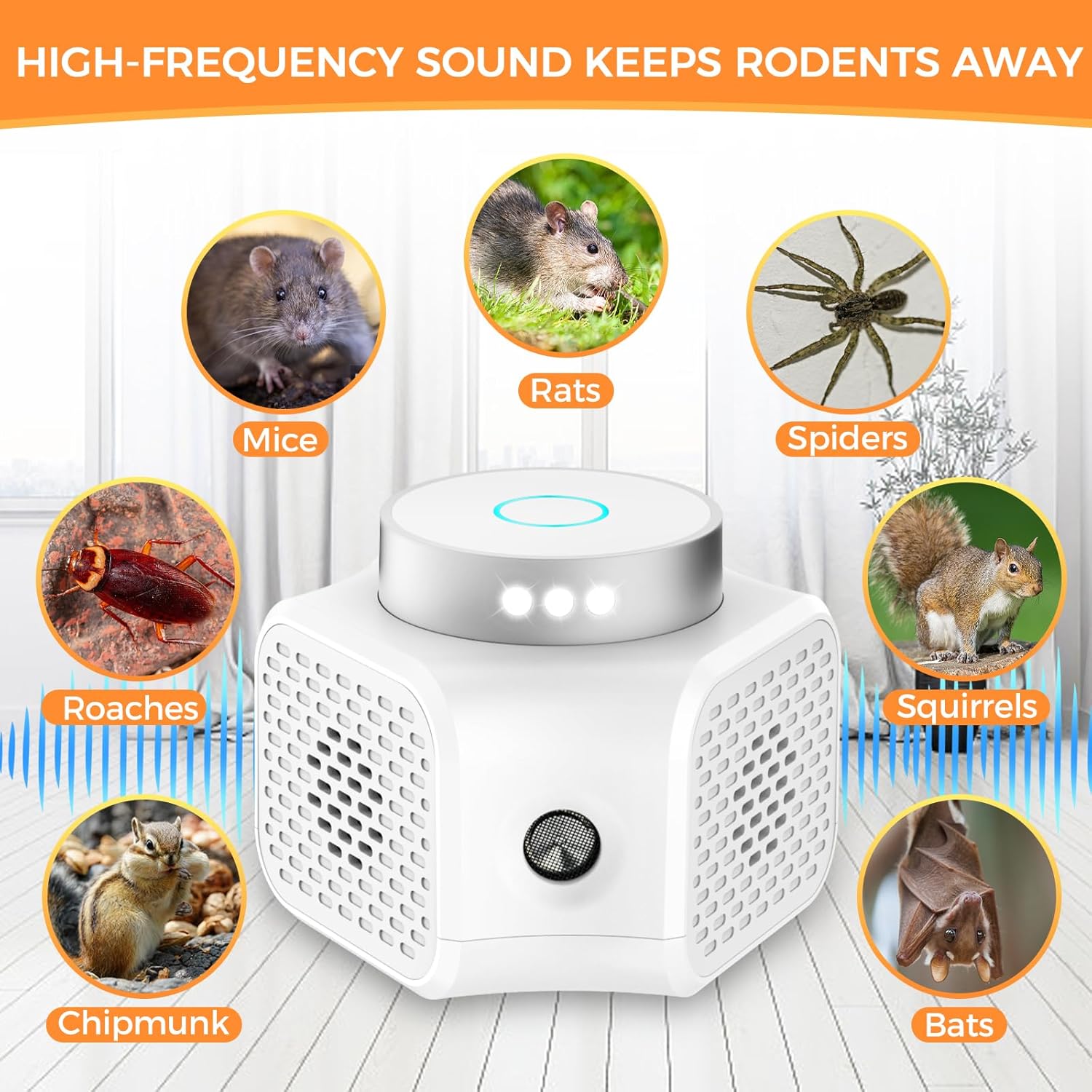 Mice Repellent for House 2025 Upgraded Ultrasonic Squirrel Repeller Pest Repellent Ultrasonic Plug in Rodent Repellent Indoor Electronic Mouse Deterrent Devices Rat Control with LED RV Strobe Lights - Image 3