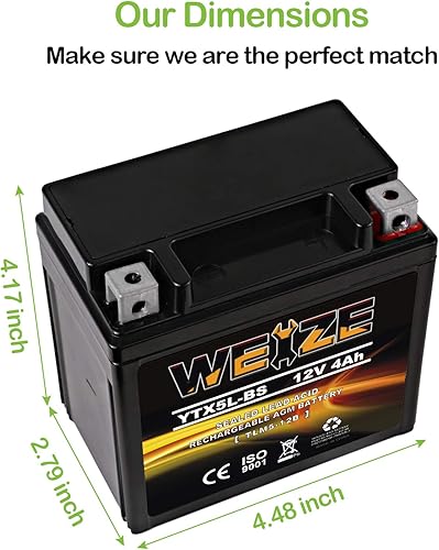 Miniatura 88 de Weize YTZ10S-BS - Batería de motocicleta AGM sellada de alto rendimiento, sin mantenimiento, compatible con Yamaha Honda