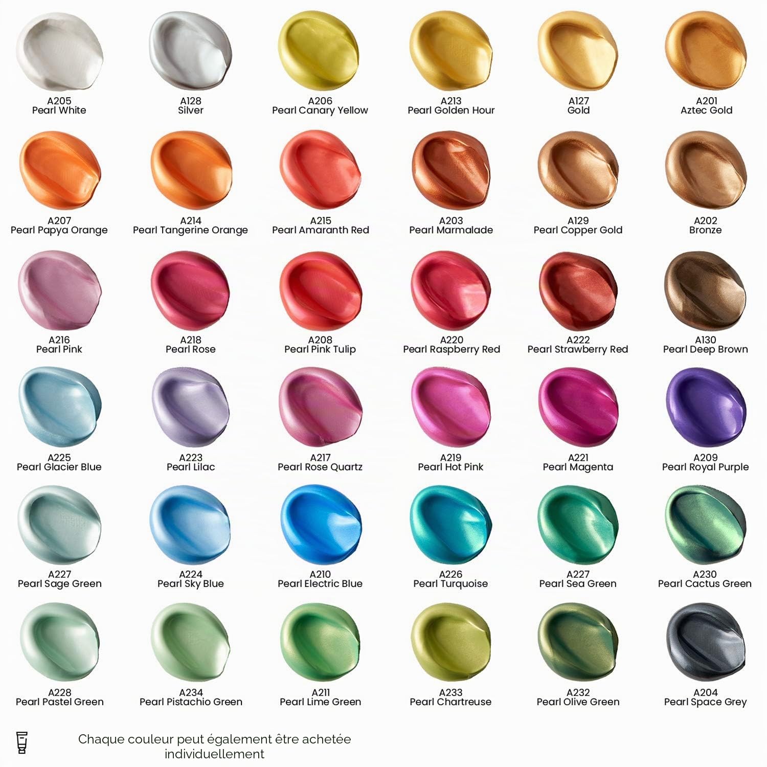ARTEZA Peinture Acrylique métallisé, 36 Couleurs (tubes de 22 ml) Boîte de rangement, Pigments riches, Peintures non décolorantes non toxiques pour artistes enfants, peindre sur toile