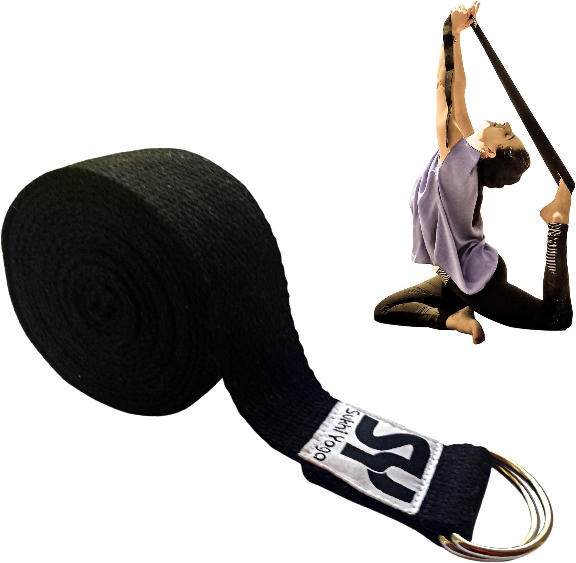 Super Soft Yoga Strap D-Ring, Perfect Stretching, Holding Poses, Improving Flexibility Physical Therapy