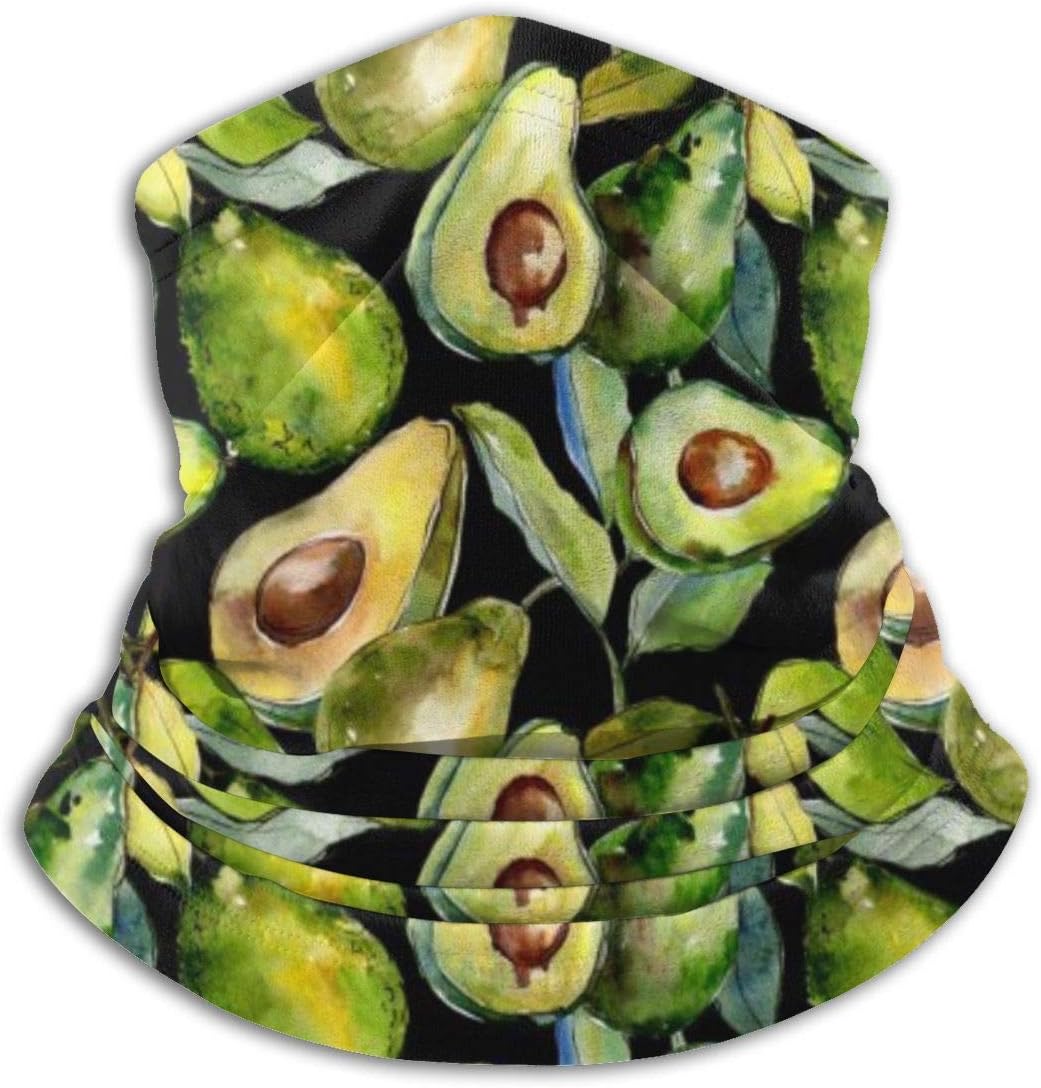 Zcfhike Green Avocado Wild Fruit Style Pattern UV Face Mask Soft Windproof Keep Warm Moisture Wicking Winter Microfiber Neck Warmer 30×25cm