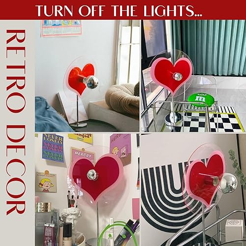 Miniatura 4 de Lámpara de mesa moderna de mediados de siglo, lámpara LED de proyección de corazón, proyector de luz nocturna, lámpara retro, luz de decoración