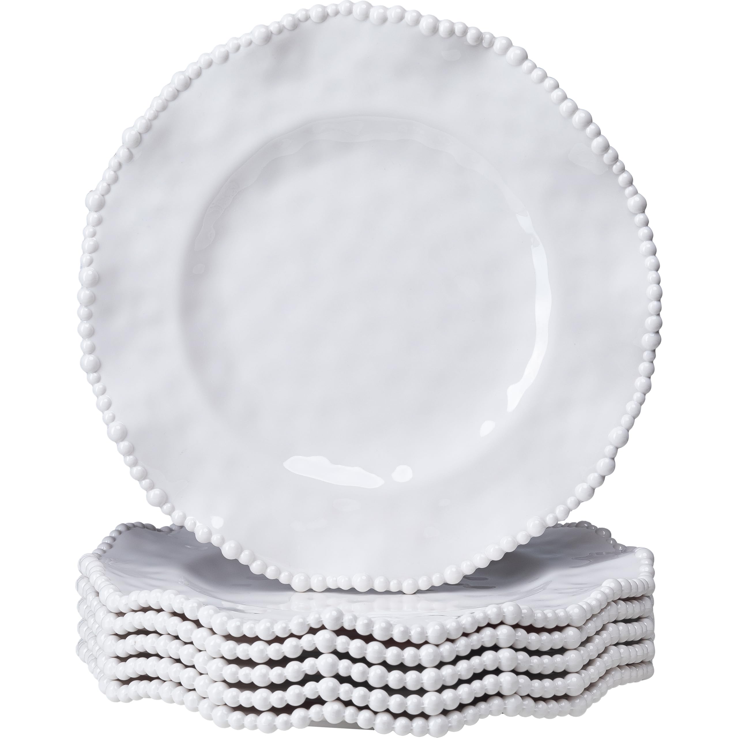 Photo 1 of ZAROCRUS Cream Beaded Dinner Plate Set, 11-inch Chip Resistant, Lightweight Round Kitchen Plates Set for Salad, Pasta –Unbreakable RV, Camping Dining Serving Dishes for Parties