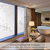 Vista 4 de Película esmerilada de privacidad para ventana, sin pegamento, protección de privacidad, control de calor, anti UV, vitrales de hierro para el hogar