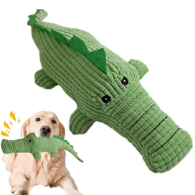 Teksome de Peluche para Perro de cocodrilo, muñeca chillona de para Perro, Interactivo para Masticar Perros