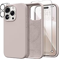 Vista 256 de GONEZ Funda de silicona para iPhone 14 Pro Max, compatible con MagSafe, con protector de pantalla + protector de lente de cámara, silicona líquida a