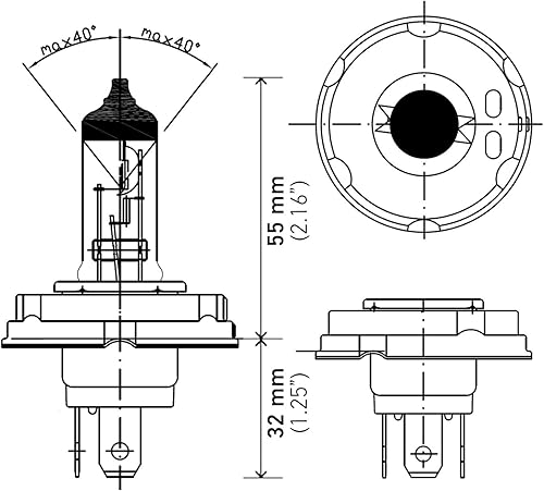 Miniatura 3 de HELLA Bombillas halógenas estándar H4 P45TTB, 12 V, 6055 W