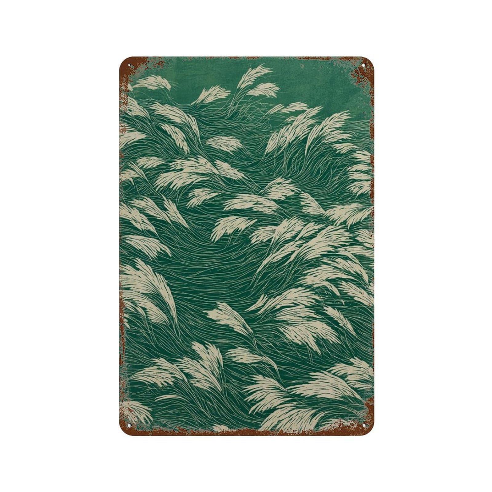 xiaoxiaoshen Abstract Grass Meadow Japanese Wall Decor Art Metal Tin Poster Modern Home Decor Art Home Bar Shop Decorations Vintage Sign 30x20cm