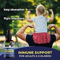 Vista 4 de Organic Elderberry Syrup, 60 Day Supply, Black Liquid Drops for Immune Support, Sambucus Elderberry Syrup - Liquid Extract Drops for Kids & Adults