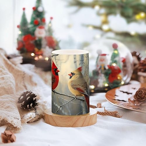 Miniatura 5 de ALAZA Velas parpadeantes sin llama de pájaros rojos en abedul que funcionan con pilas con temporizador remoto, velas de té LED de pilar votivo,