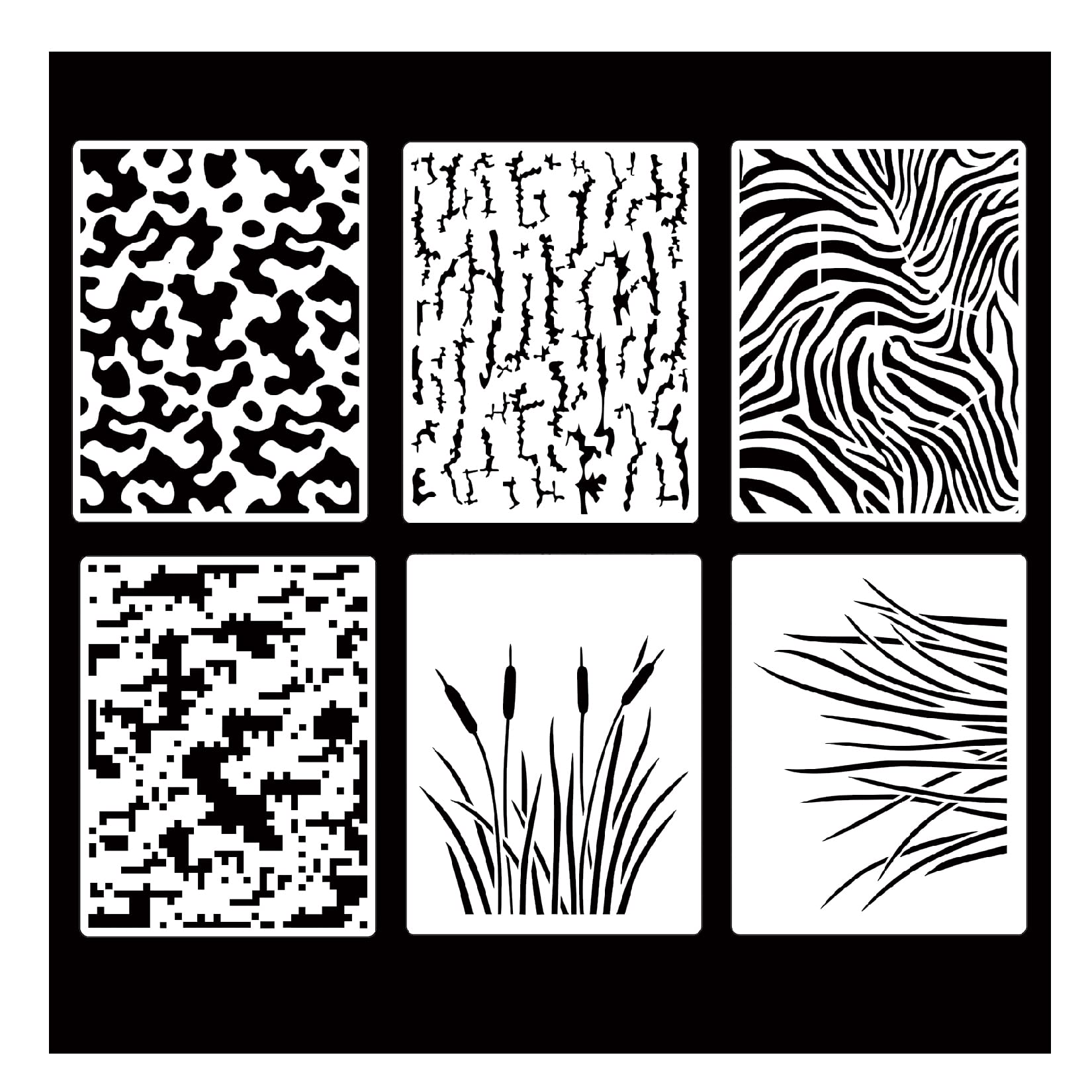 Buy 6 PCS Camo Stencils for Spray Paint Reusable Camoue Grass Bark