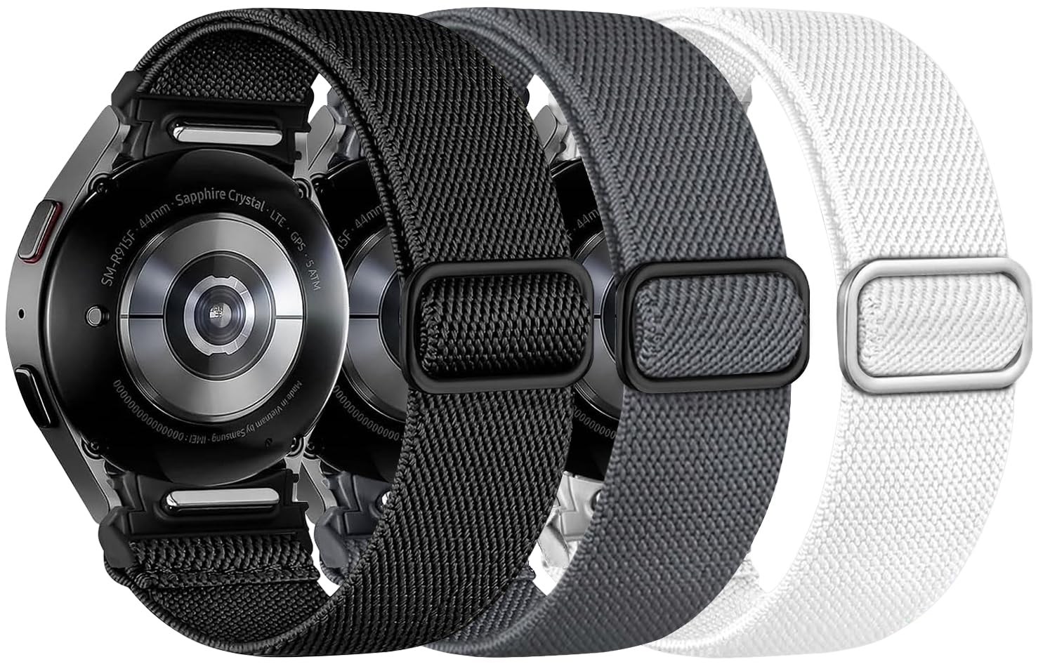 Chinbersky 3 Stück Nylon Armbänd Kompatibel mit Samsung Galaxy Watch 7/6/5/4/FE Armband 40mm 44mm/Galaxy Watch5 Pro Armband/Watch 6 4 Classic 43mm 47mm 42mm 46mm, Ein Klick Sport Elastische Ersatzband