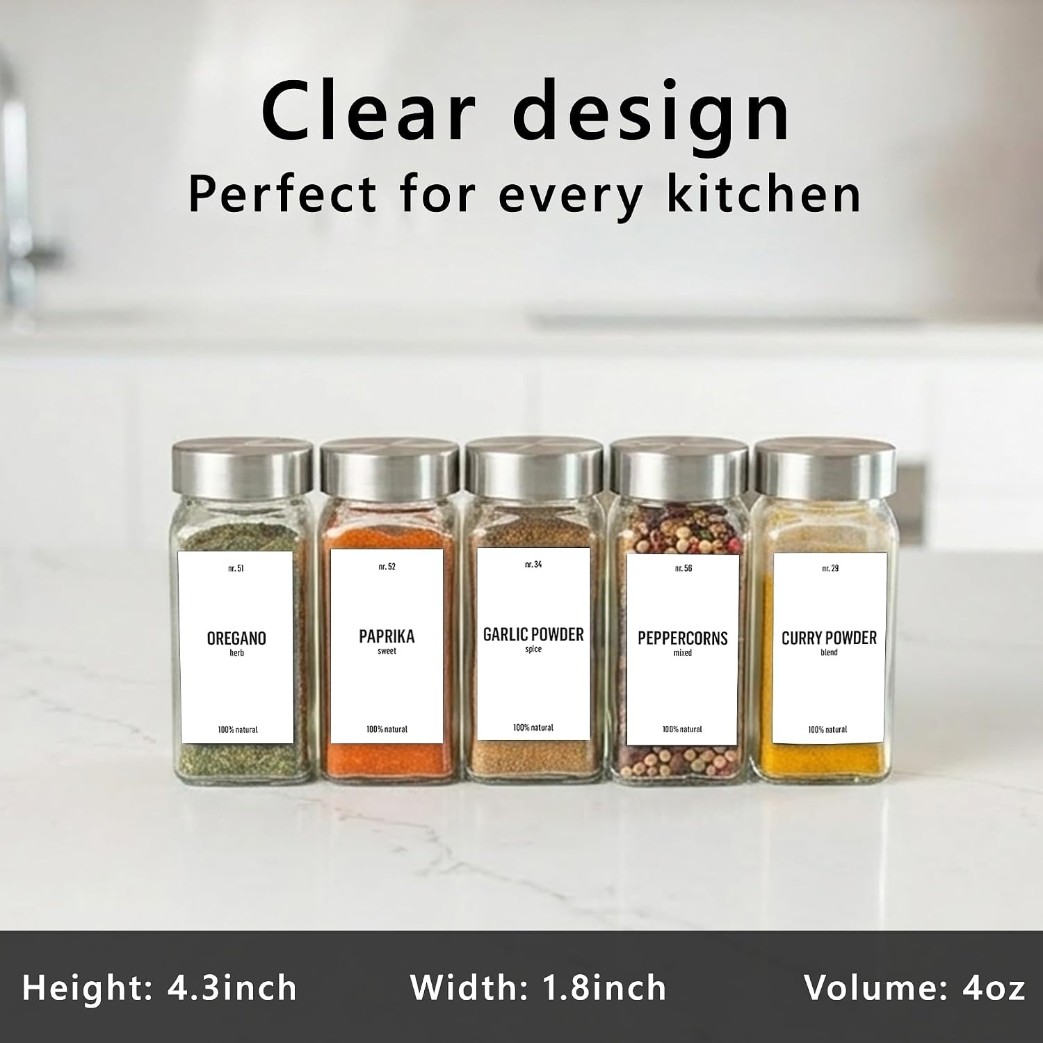 Deco haus Glass Spice Jars with Lids 36x4oz - Spice Containers +280 Labels image 3