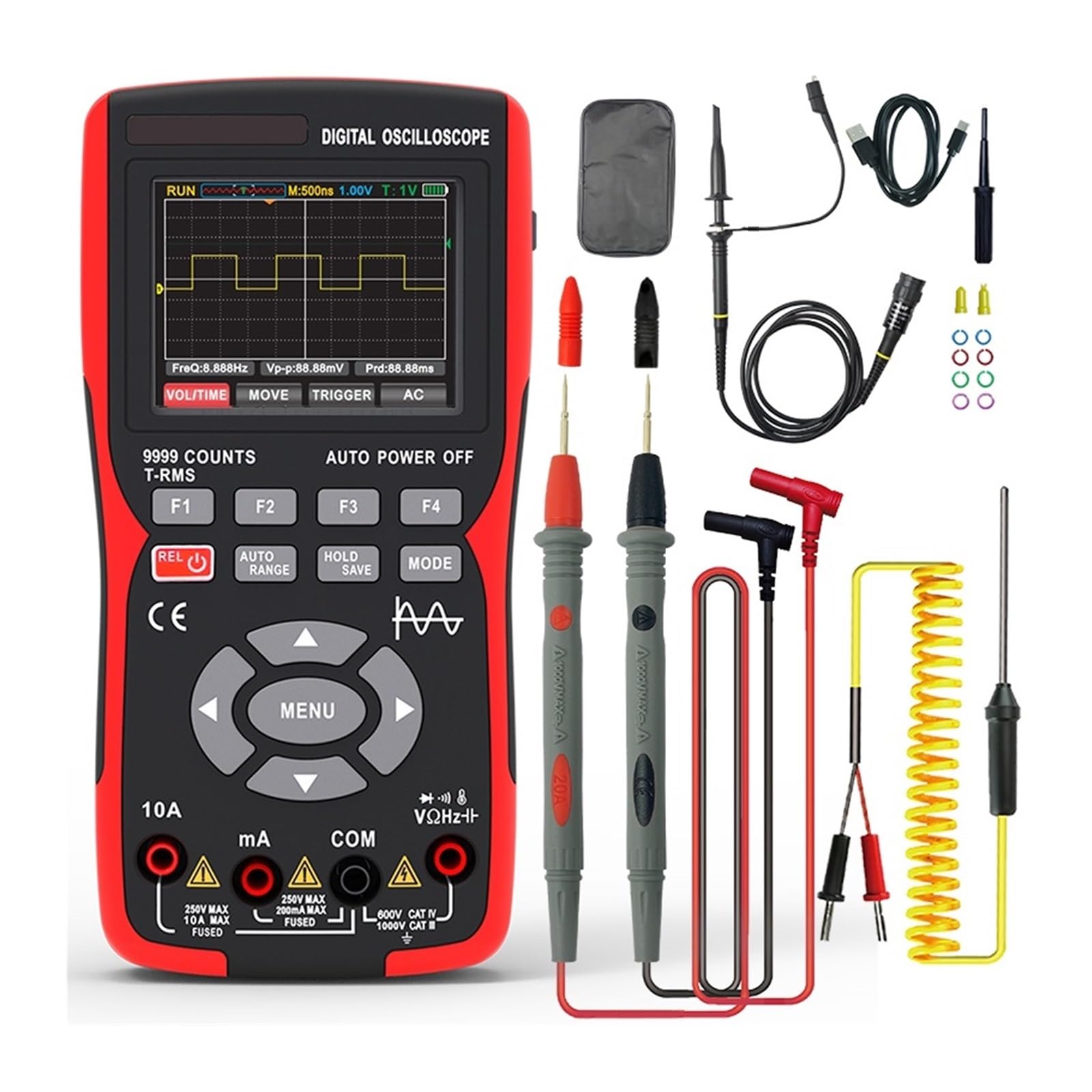 Osciloscopio Digital portátil for automoción ZT-702S 2 en 1, con Canal único, Ancho de Banda de 10 MH/Z y Longitud de Registro de 64 KB