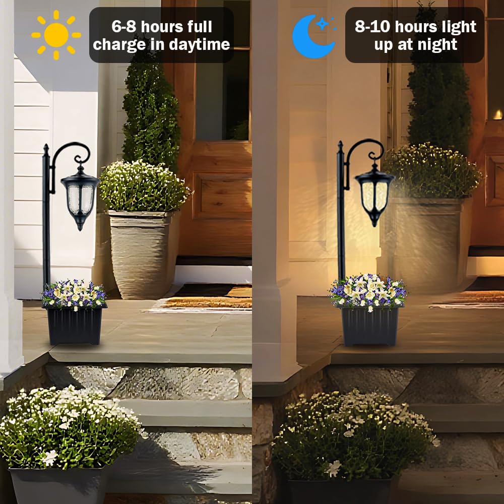 ブラック 防水ピラーランタン ウォーターリップルガラス付き LED