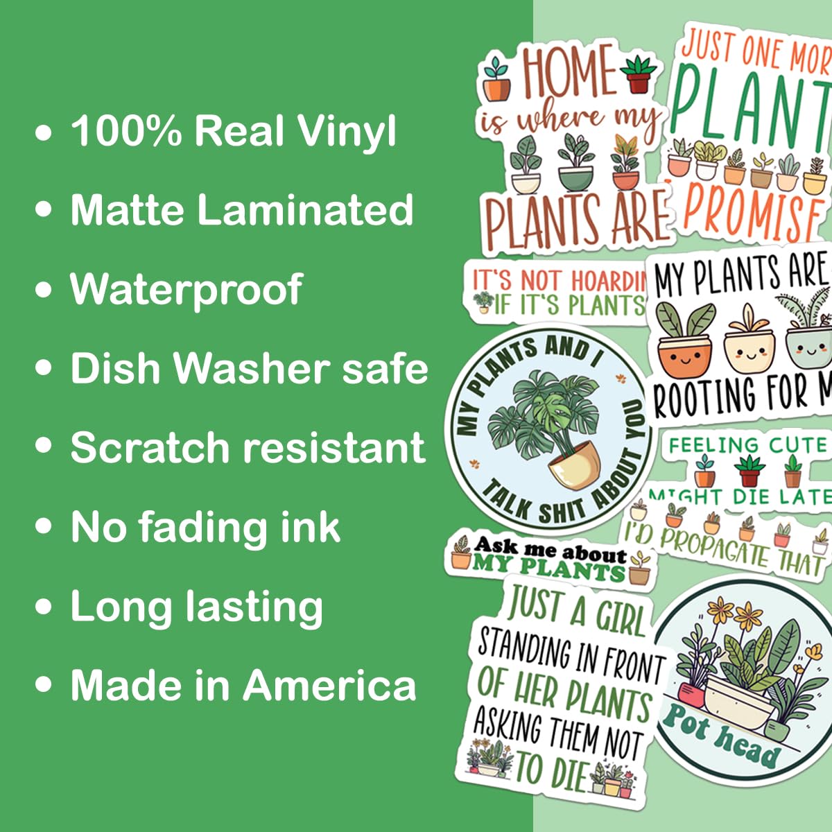 10pcs Plant Stickers Sheet Funny Garden Botanical Pot Gardener
