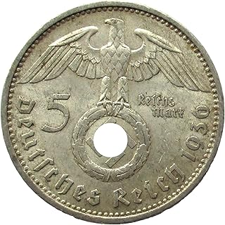 1 Authentic Historical 5 Reichsmark Silver Coin. WW2 Era, Made in Honor of German President and WW1 General Hindenburg. Monetized By The German Government.