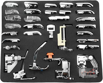 TOVOT 32 PCS Domestic Sewing Machine Presser Feet Set for Singer, Brother, Janome and Kenmore,Babylock, Low Shank Sewing Machines