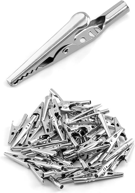 QWORK 50 sztuk zaciski krokodylkowe, kabel testowy elektryczny zaciski krokodylkowe metalowe zaciski krokodylkowe do laboratoryjnej pracy elektrycznej testowanie, długość 50mm