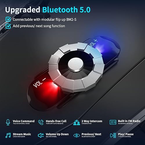 Miniatura 2 de Casco de Motociclista de Cara Completa FreedConn Bluetooth 5.0 Integrado Intercomunicador de 2 Vías con Clasificación DOT FMVSS-218, Comunicación