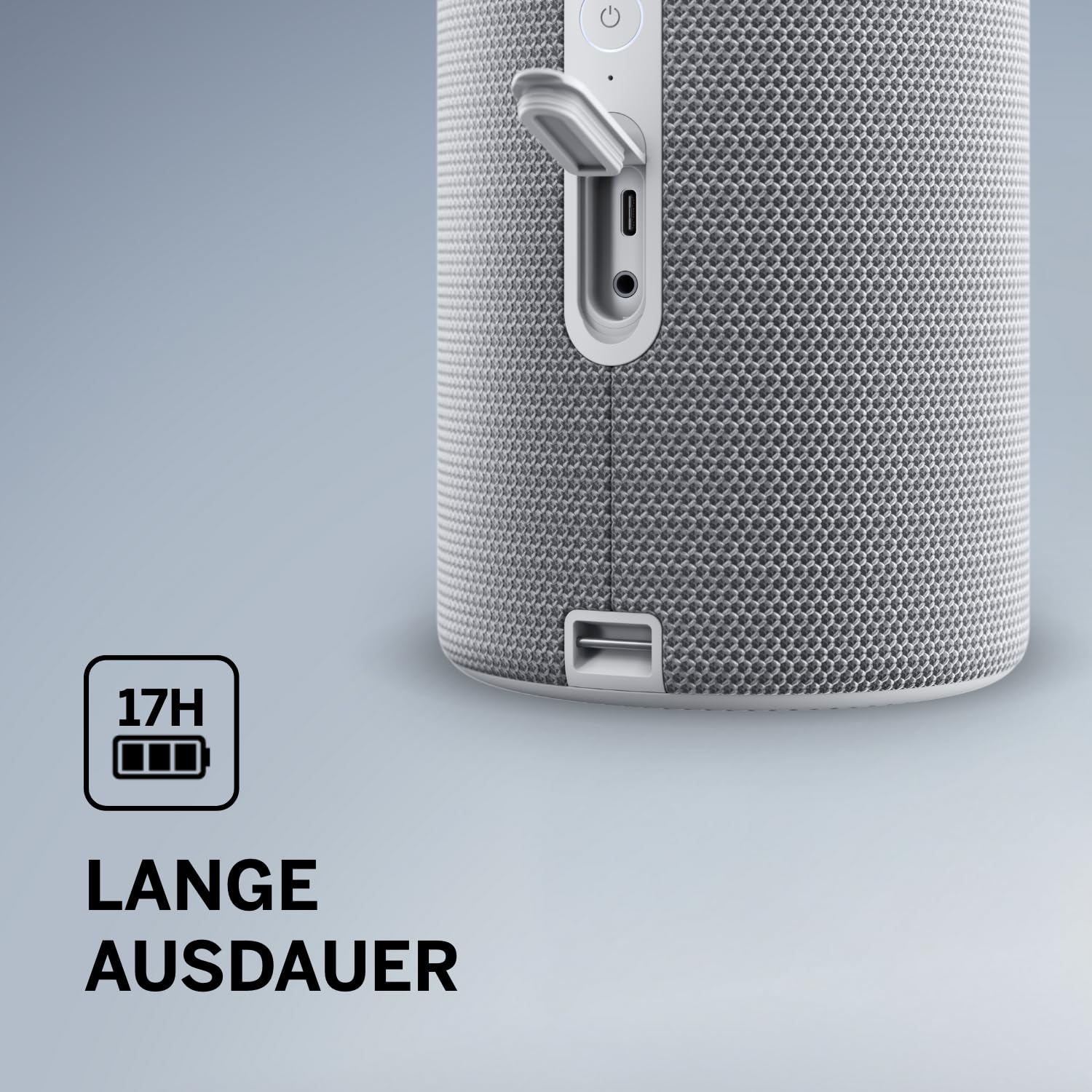 Loewe We. HEAR 2 Cool Grey, Bluetooth Lautsprecher, 60W, Wasserresistent, Tragbar, Aufladbar, 17h Lange Akku Laufzeit, für Outdoor und Indoor