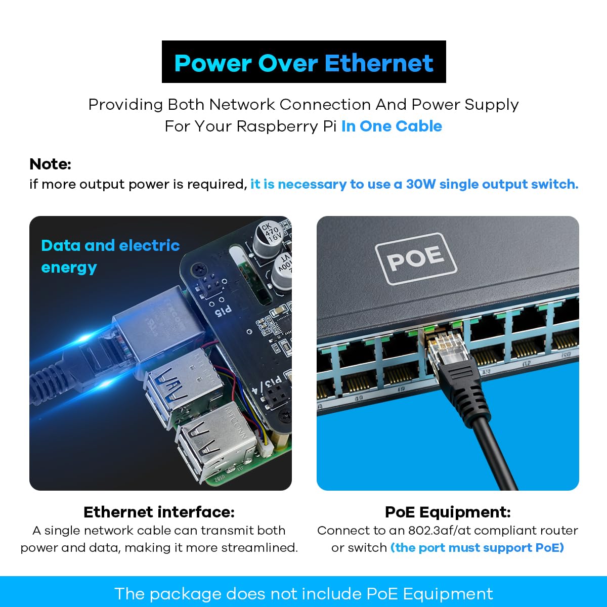 LAFVIN POE HAT Power Over Ethernet para Raspberry Pi 5/4B/3B+,5V/12V Header Outputs,40-pin GPIO Header — view 6