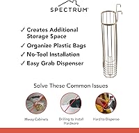 Vista 3 de Spectrum Ashley - Soporte para bolsas de plástico (capa de polvo de níquel satinado) - Dispensador de bolsas de comestibles y reciclaje para cocina