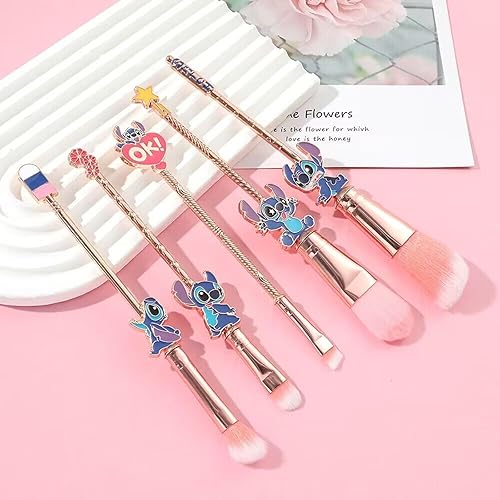 Miniatura 2 de Juego de 5 brochas interestelares de maquillaje para bebé, juego de brochas cosméticas con temática creativa de puntada, juego de brochas sintéticas