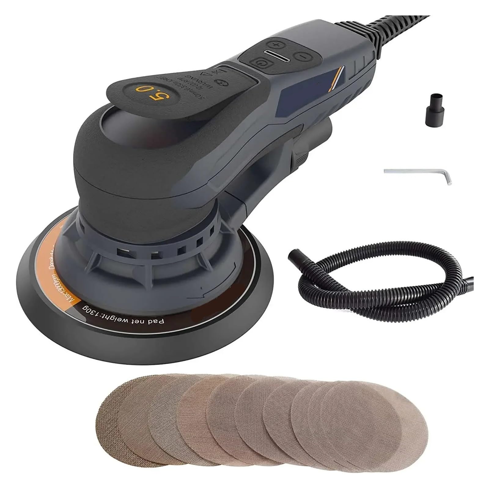 6" 5.0mm/2.5mm Multi-function Automotive Brushless Random Electric Orbital Sander Variable Speed Car Sanding Machine